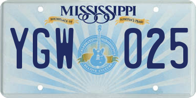 MS license plate YGW025