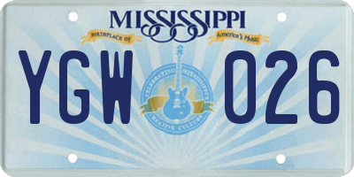 MS license plate YGW026