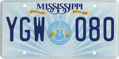 MS license plate YGW080