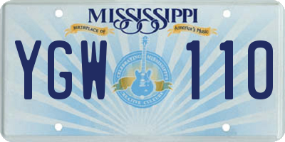 MS license plate YGW110