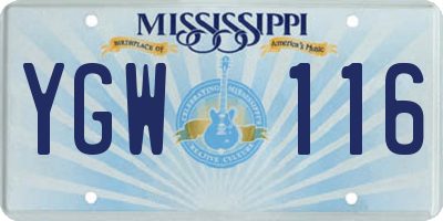 MS license plate YGW116