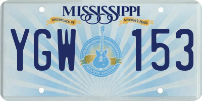 MS license plate YGW153