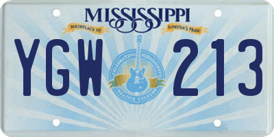 MS license plate YGW213