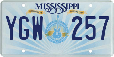 MS license plate YGW257