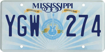MS license plate YGW274