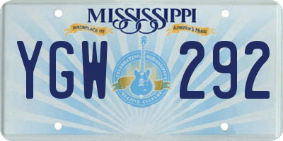 MS license plate YGW292