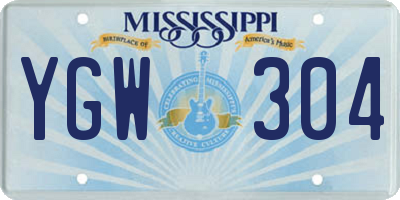 MS license plate YGW304