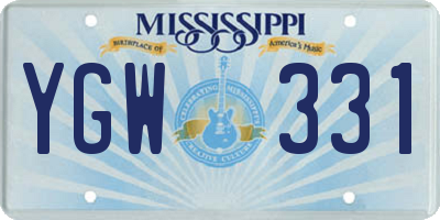 MS license plate YGW331