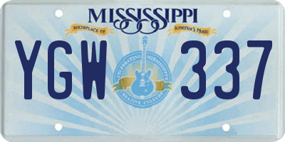 MS license plate YGW337