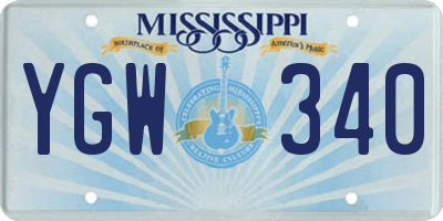 MS license plate YGW340