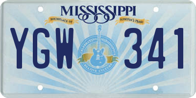 MS license plate YGW341