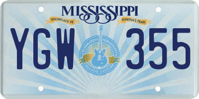MS license plate YGW355