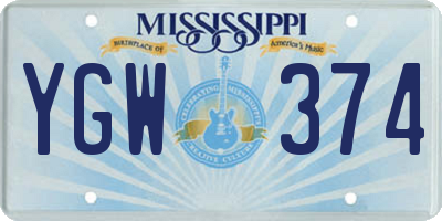 MS license plate YGW374