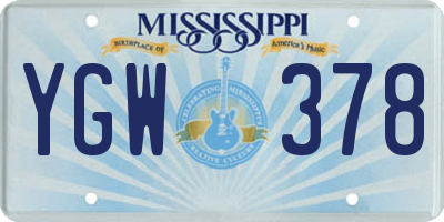 MS license plate YGW378