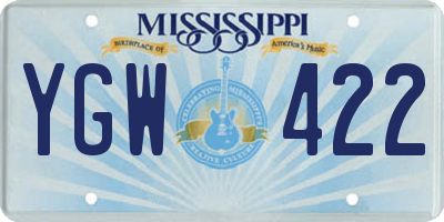 MS license plate YGW422