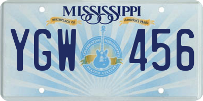 MS license plate YGW456