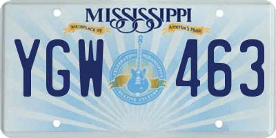 MS license plate YGW463