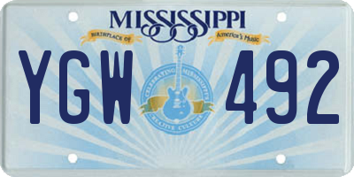 MS license plate YGW492