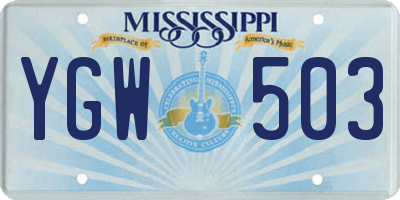 MS license plate YGW503