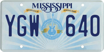MS license plate YGW640