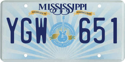 MS license plate YGW651