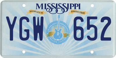 MS license plate YGW652