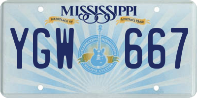 MS license plate YGW667