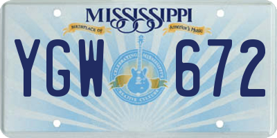 MS license plate YGW672