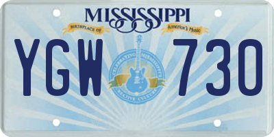 MS license plate YGW730