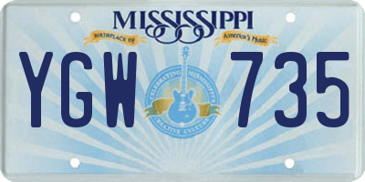 MS license plate YGW735