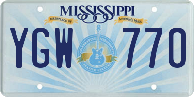 MS license plate YGW770