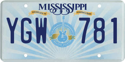 MS license plate YGW781