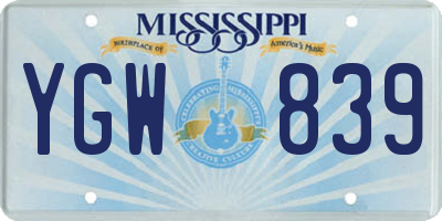 MS license plate YGW839