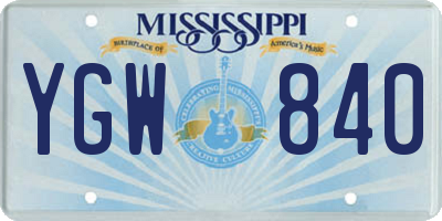 MS license plate YGW840