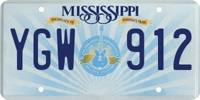 MS license plate YGW912