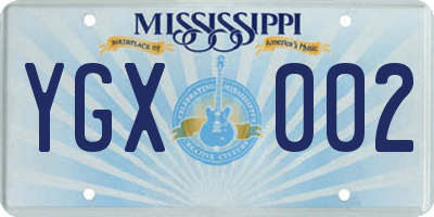 MS license plate YGX002