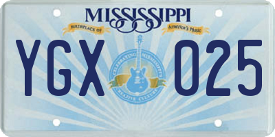 MS license plate YGX025
