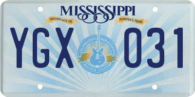 MS license plate YGX031