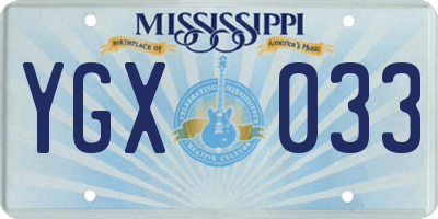 MS license plate YGX033