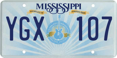 MS license plate YGX107
