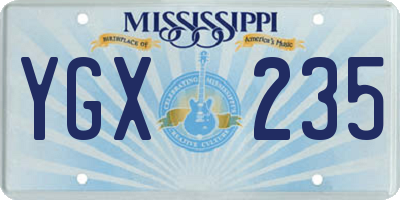 MS license plate YGX235