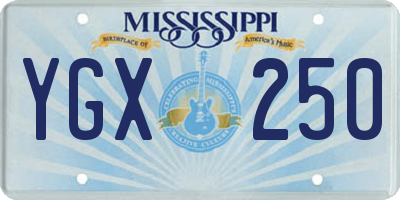 MS license plate YGX250