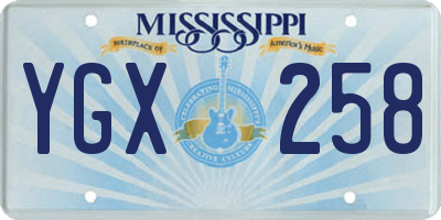 MS license plate YGX258