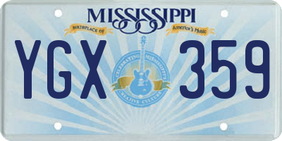 MS license plate YGX359