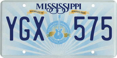 MS license plate YGX575