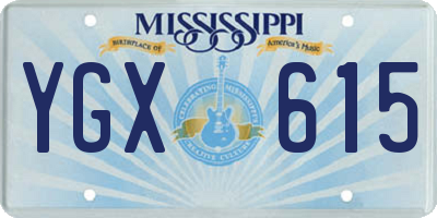MS license plate YGX615