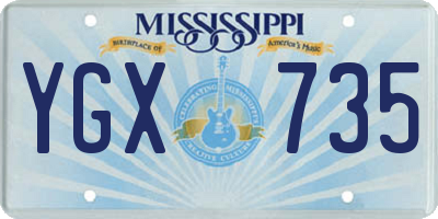 MS license plate YGX735