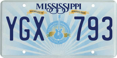 MS license plate YGX793
