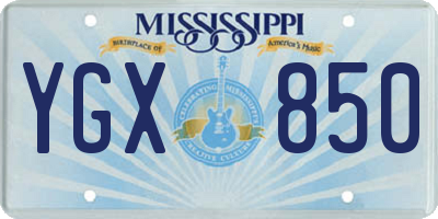 MS license plate YGX850