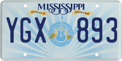 MS license plate YGX893